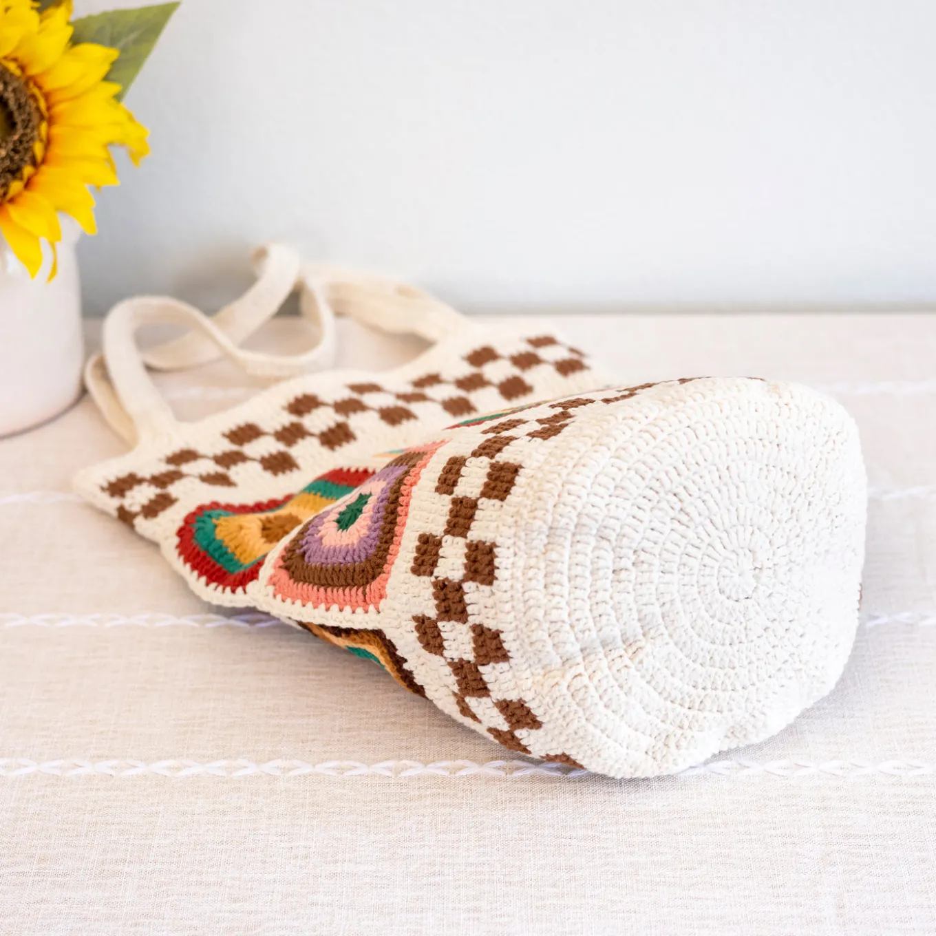 Elena Handbags Handmade Granny Square Shoulder Tote Bag
