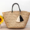 Elena Handbags Handmade Large Rattan Basket Summer Beach Tote Bag