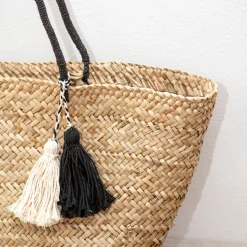 Elena Handbags Handmade Large Rattan Basket Summer Beach Tote Bag