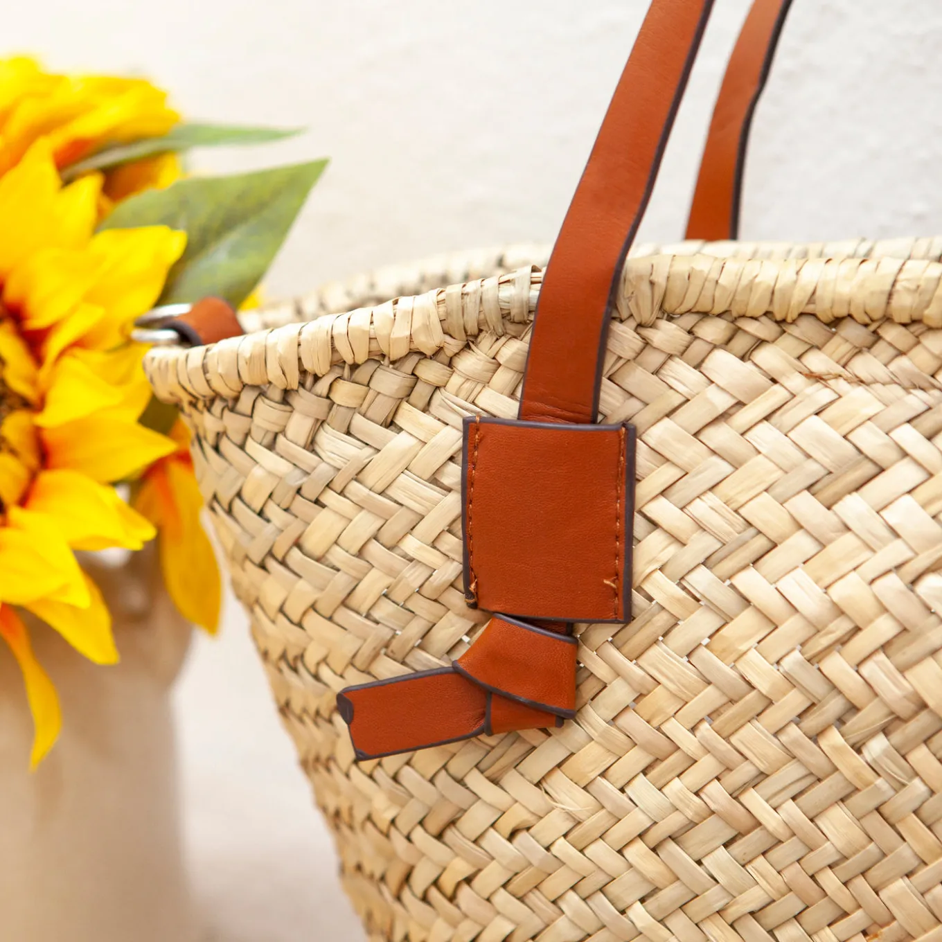 Elena Handbags Handmade Rattan Basket Tote Bag