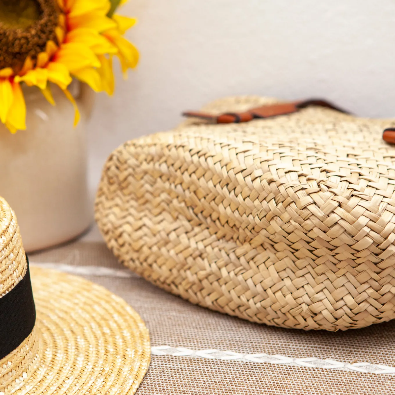 Elena Handbags Handmade Rattan Basket Tote Bag