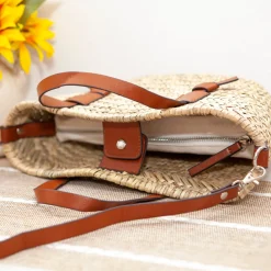 Elena Handbags Handmade Rattan Basket Tote Bag