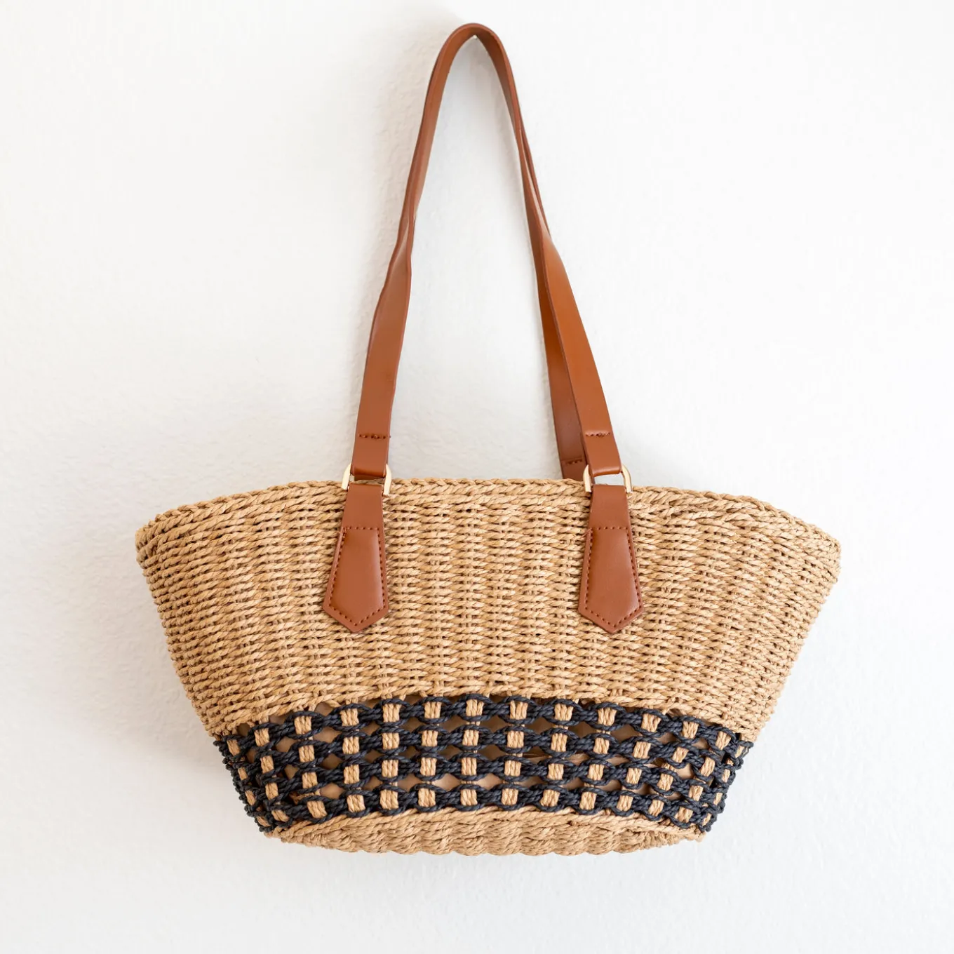 Elena Handbags Handmade Summer Straw Basket Bag Beach Handbag