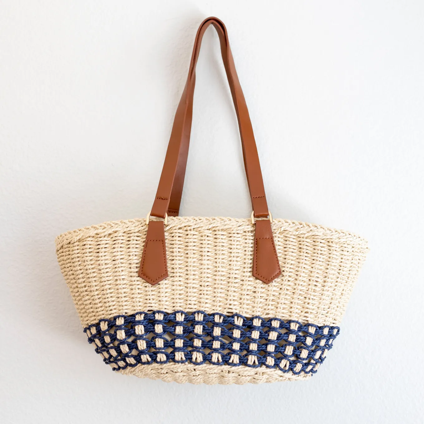 Elena Handbags Handmade Summer Straw Basket Bag Beach Handbag