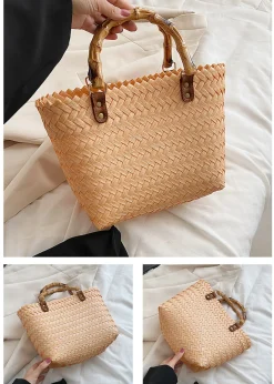 Elena Handbags Handmade Summer Beach Basket Tote