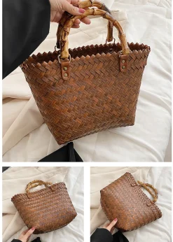 Elena Handbags Handmade Summer Beach Basket Tote