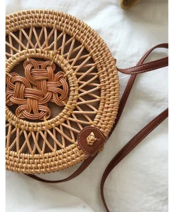 Elena Handbags Handmade Wicker Woven Shoulder Purse