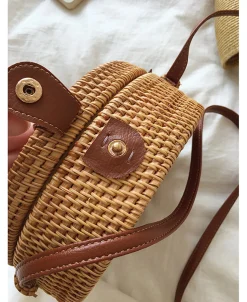 Elena Handbags Handmade Wicker Woven Shoulder Purse