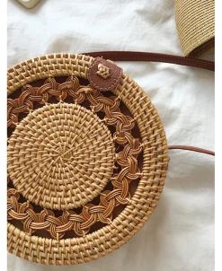 Elena Handbags Handmade Wicker Woven Shoulder Purse