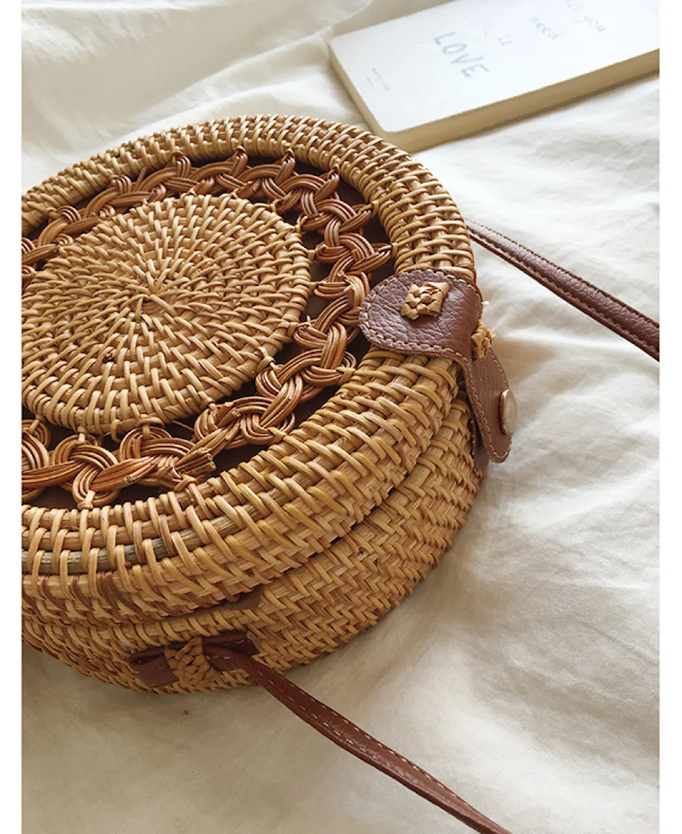 Elena Handbags Handmade Wicker Woven Shoulder Purse