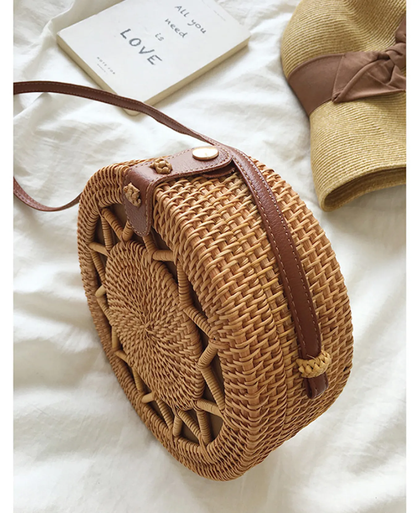 Elena Handbags Handmade Wicker Woven Shoulder Purse
