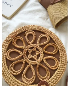 Elena Handbags Handmade Wicker Woven Shoulder Purse