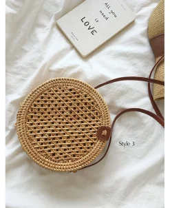 Elena Handbags Handmade Wicker Woven Shoulder Purse