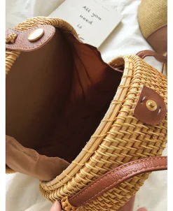 Elena Handbags Handmade Wicker Woven Shoulder Purse