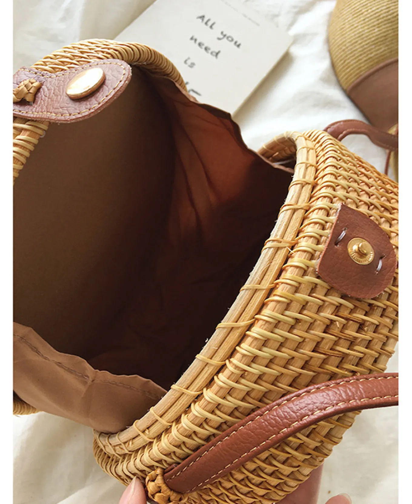 Elena Handbags Handmade Wicker Woven Shoulder Purse