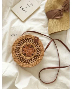 Elena Handbags Handmade Wicker Woven Shoulder Purse