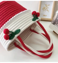 Elena Handbags Knit Cherry Basket Bag