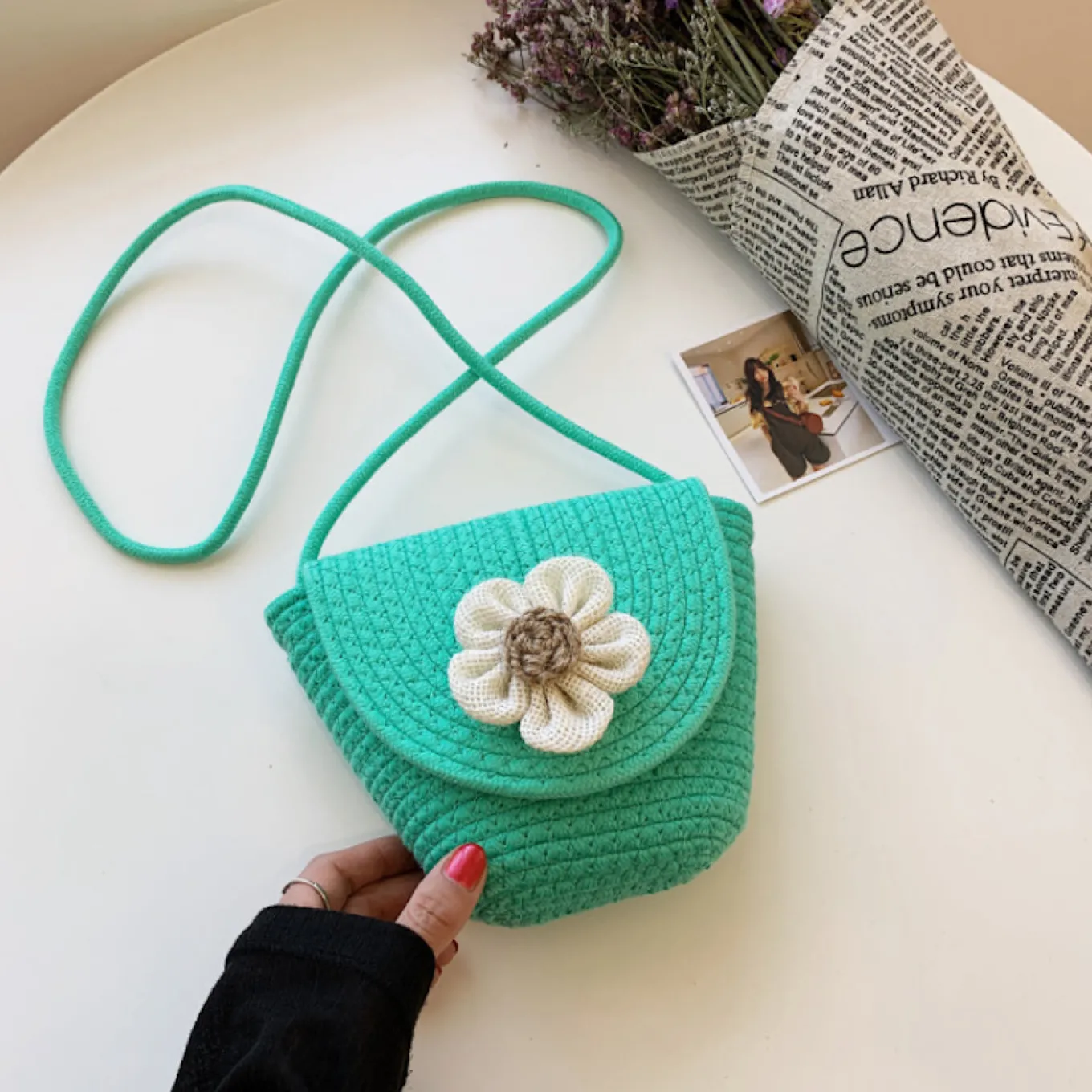 Elena Handbags Knit Flap Shoulder Bag