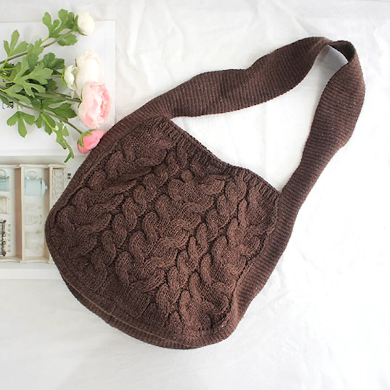 Elena Handbags Knit Patterned Cotton Shoulder Bag