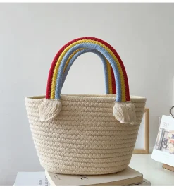 Elena Handbags Knit Rainbow Basket Bag