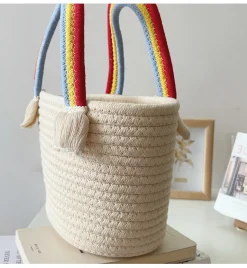 Elena Handbags Knit Rainbow Basket Bag
