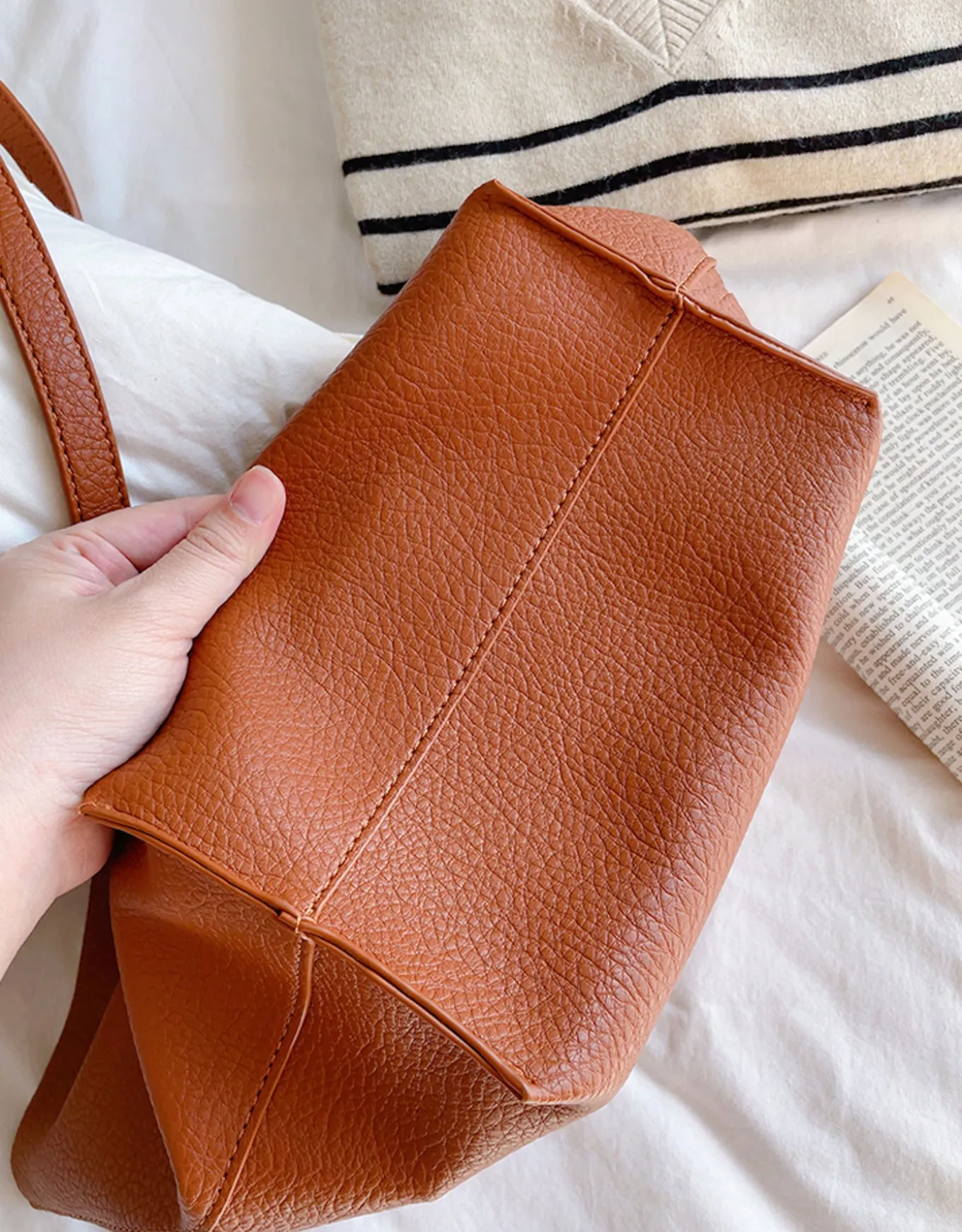 Elena Handbags Large Carryall Tote In Soft Pebbled Leather