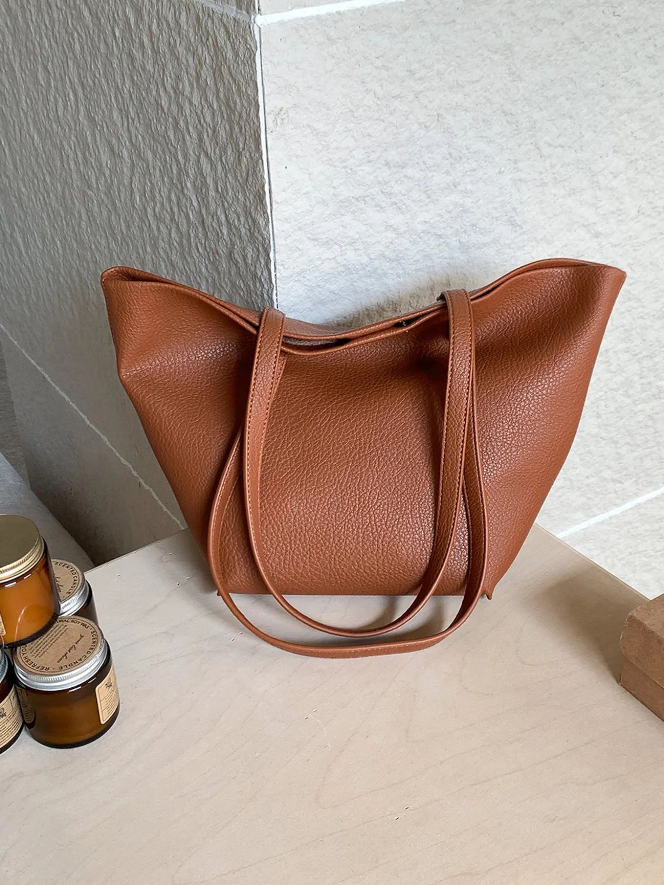 Elena Handbags Large Carryall Tote In Soft Pebbled Leather