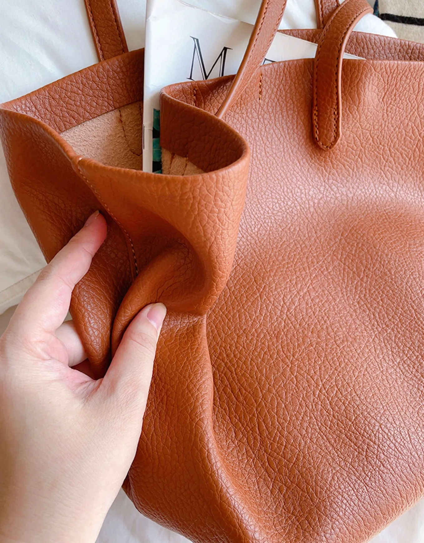 Elena Handbags Large Carryall Tote In Soft Pebbled Leather