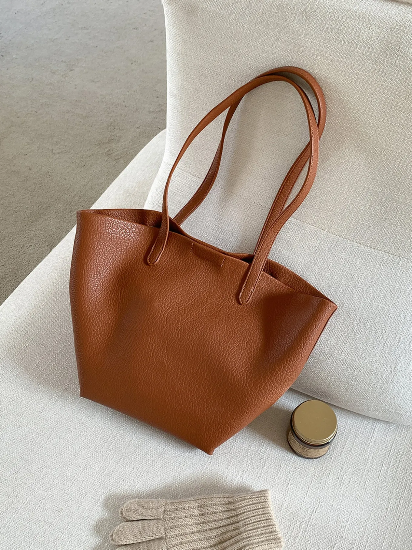 Elena Handbags Large Carryall Tote In Soft Pebbled Leather