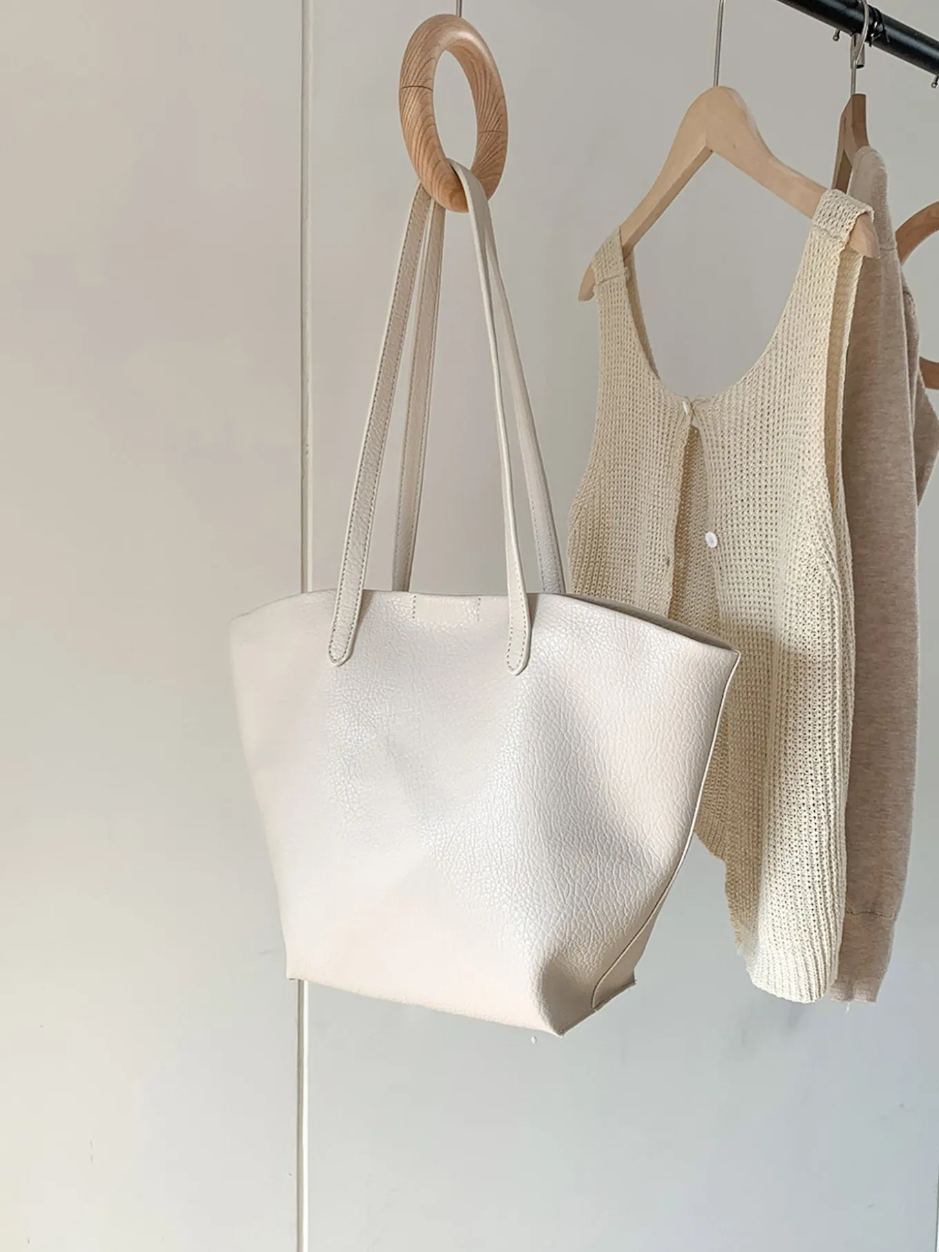 Elena Handbags Large Carryall Tote In Soft Pebbled Leather