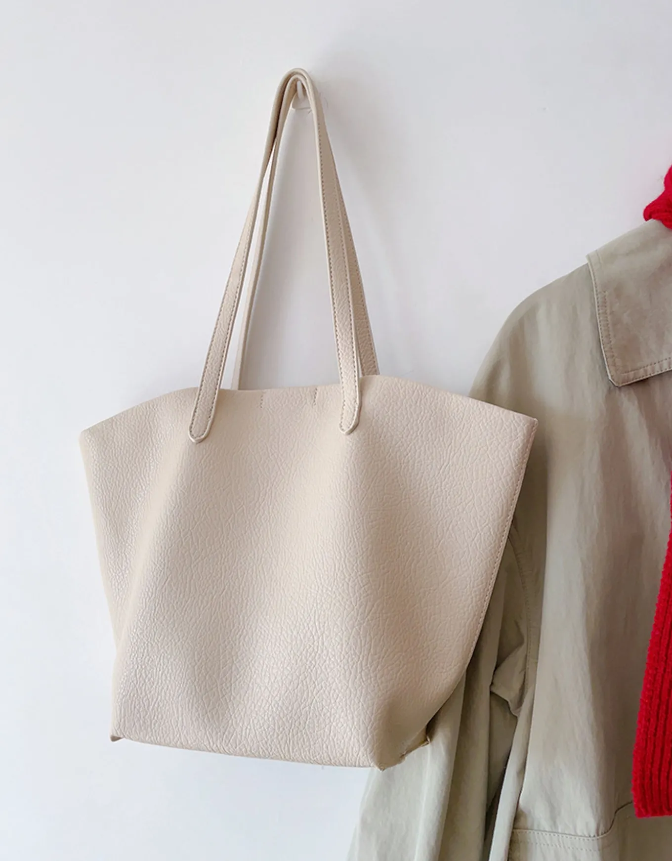 Elena Handbags Large Carryall Tote In Soft Pebbled Leather