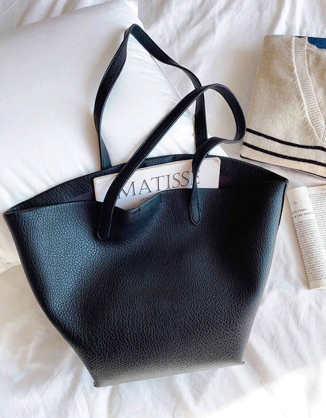 Elena Handbags Large Carryall Tote In Soft Pebbled Leather