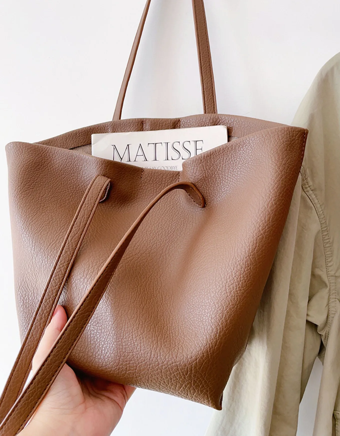 Elena Handbags Large Carryall Tote In Soft Pebbled Leather