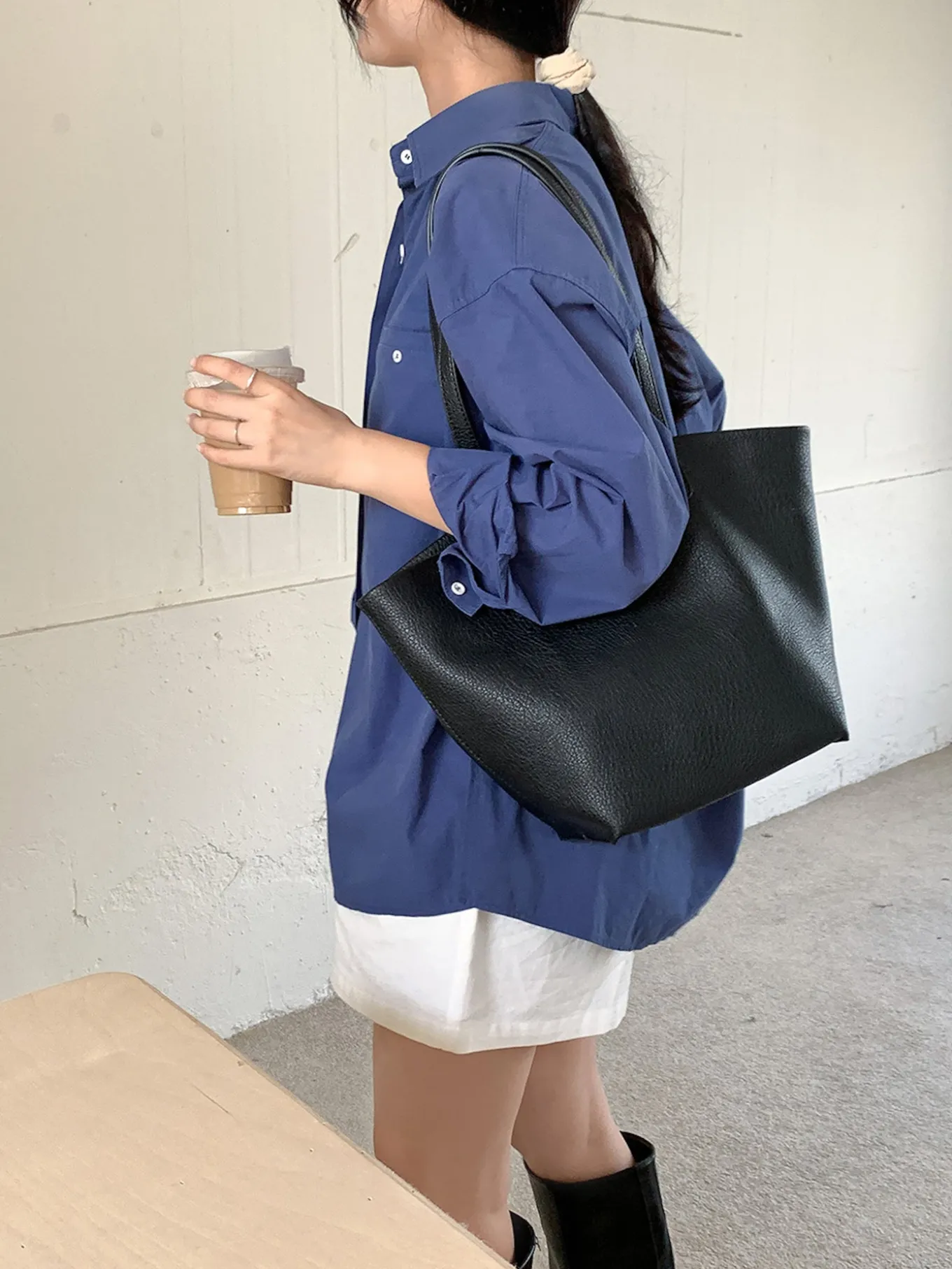 Elena Handbags Large Carryall Tote In Soft Pebbled Leather