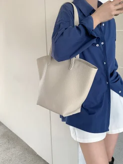 Elena Handbags Large Carryall Tote In Soft Pebbled Leather