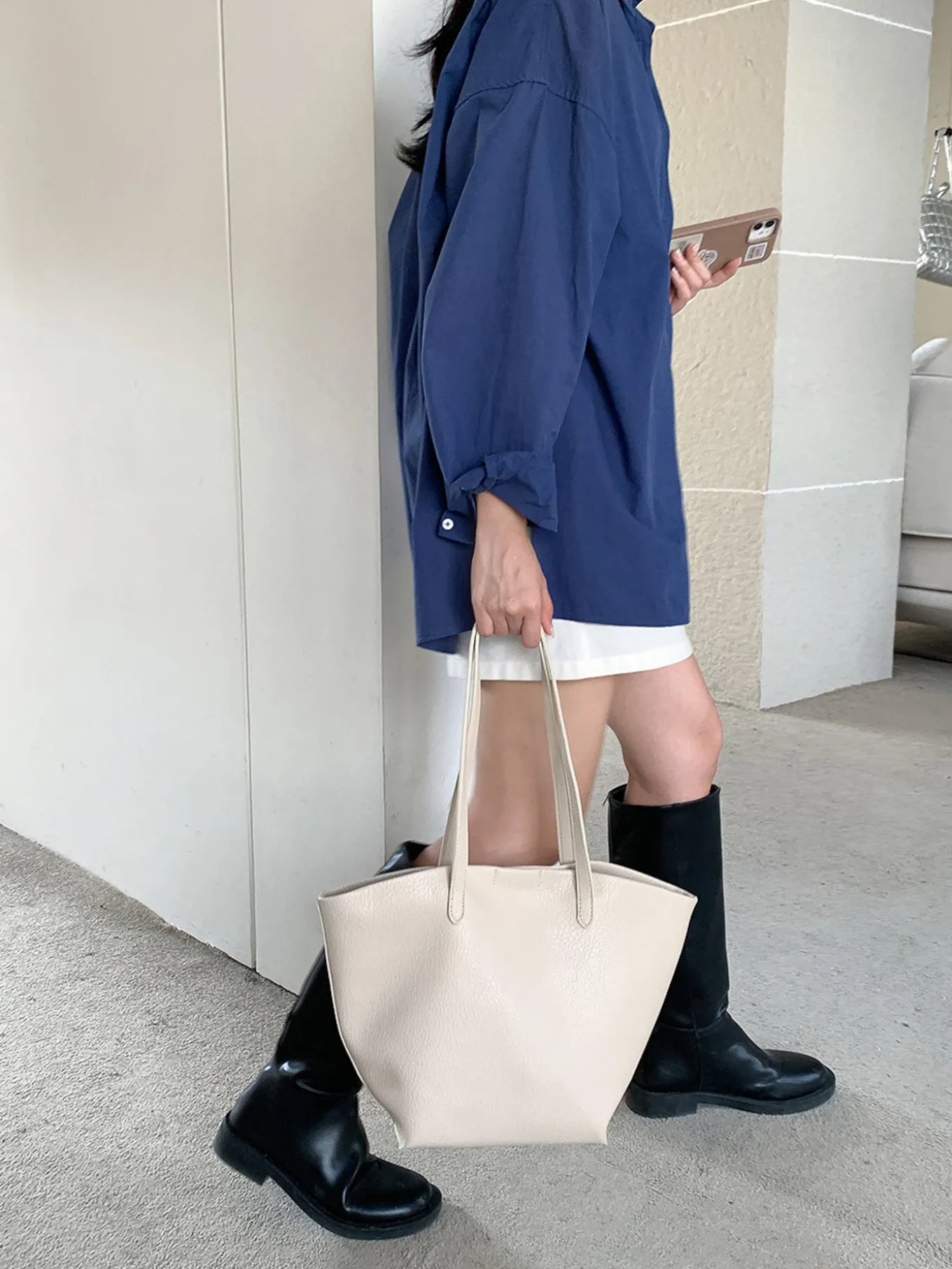 Elena Handbags Large Carryall Tote In Soft Pebbled Leather