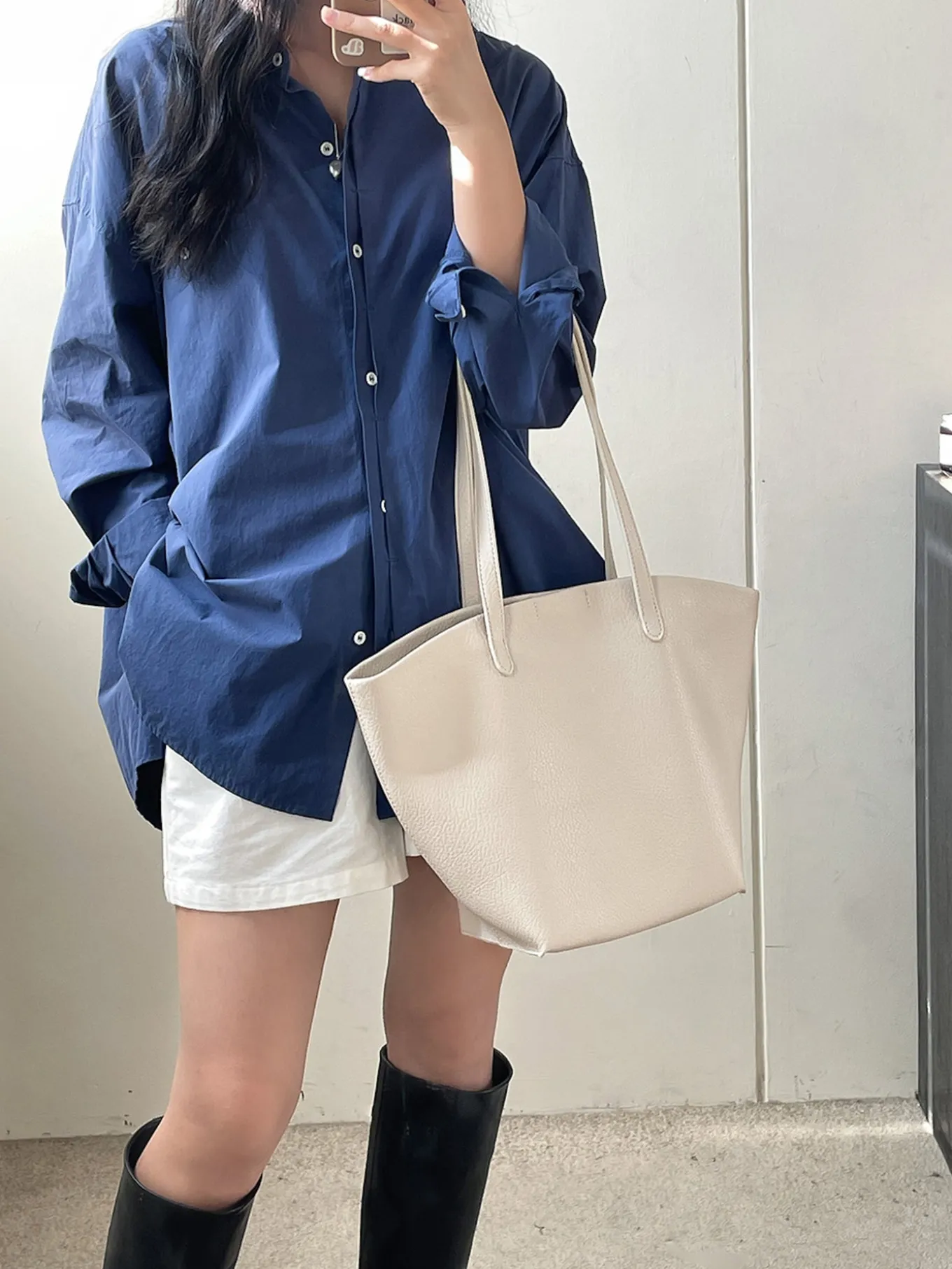 Elena Handbags Large Carryall Tote In Soft Pebbled Leather