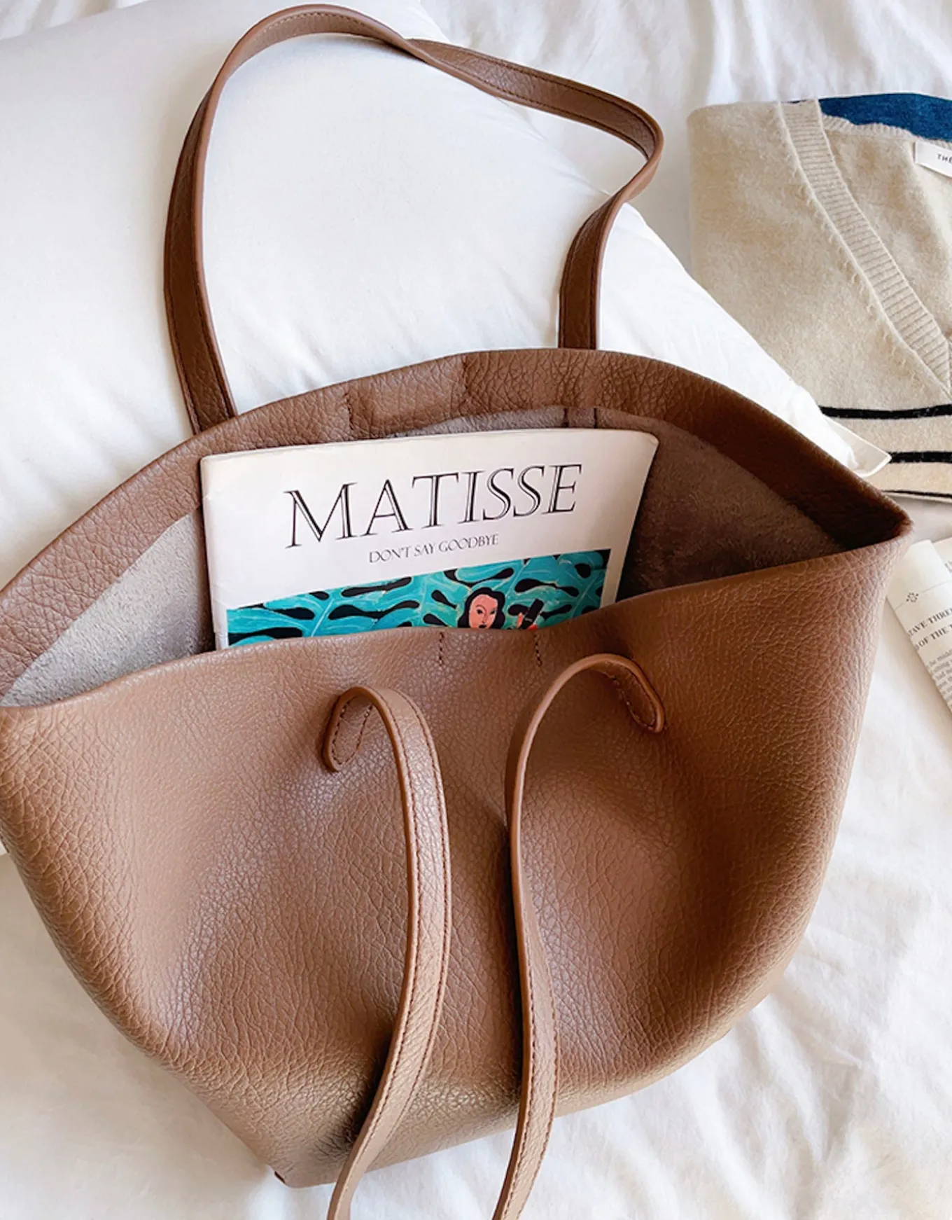 Elena Handbags Large Carryall Tote In Soft Pebbled Leather