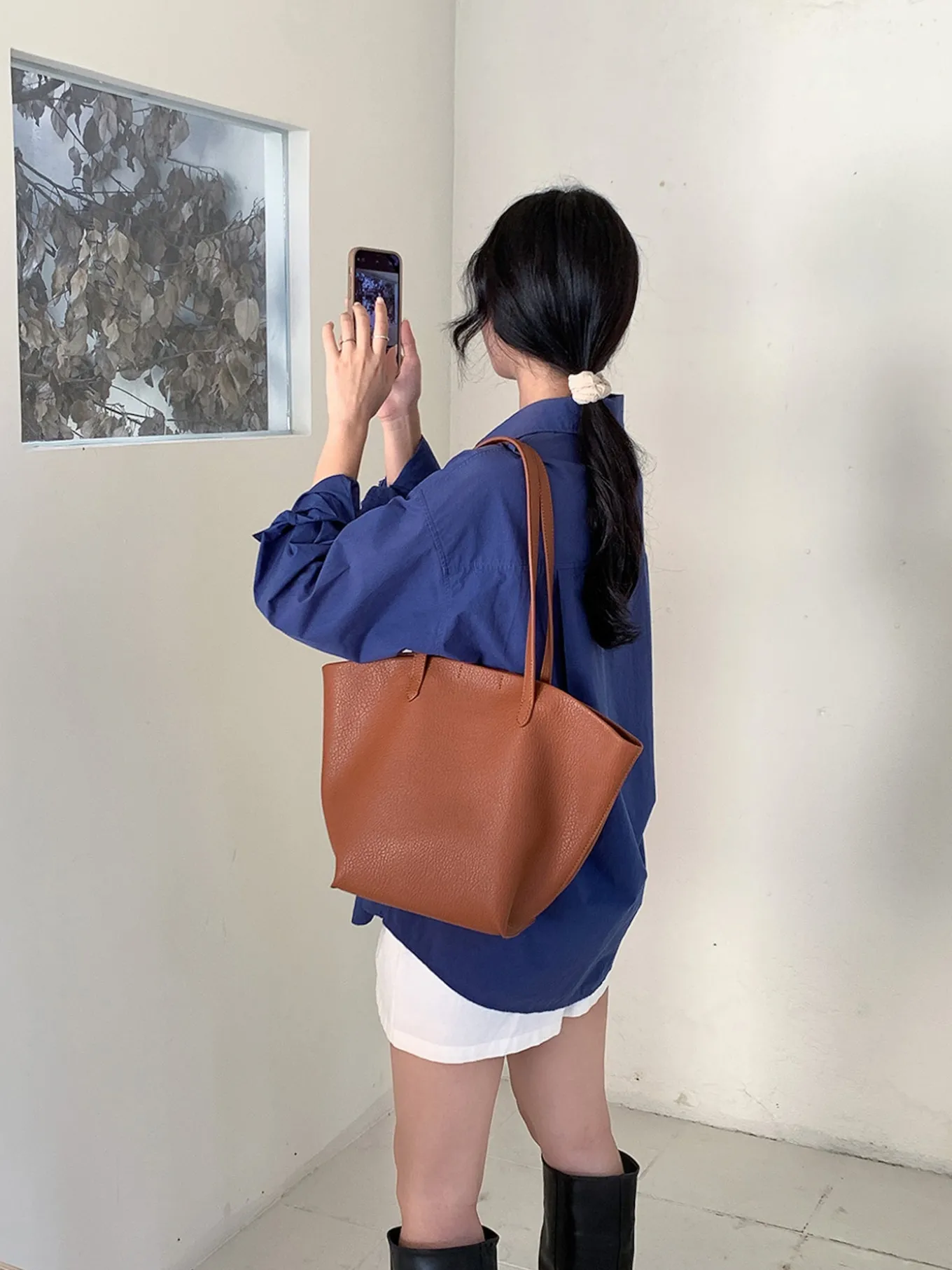Elena Handbags Large Carryall Tote In Soft Pebbled Leather