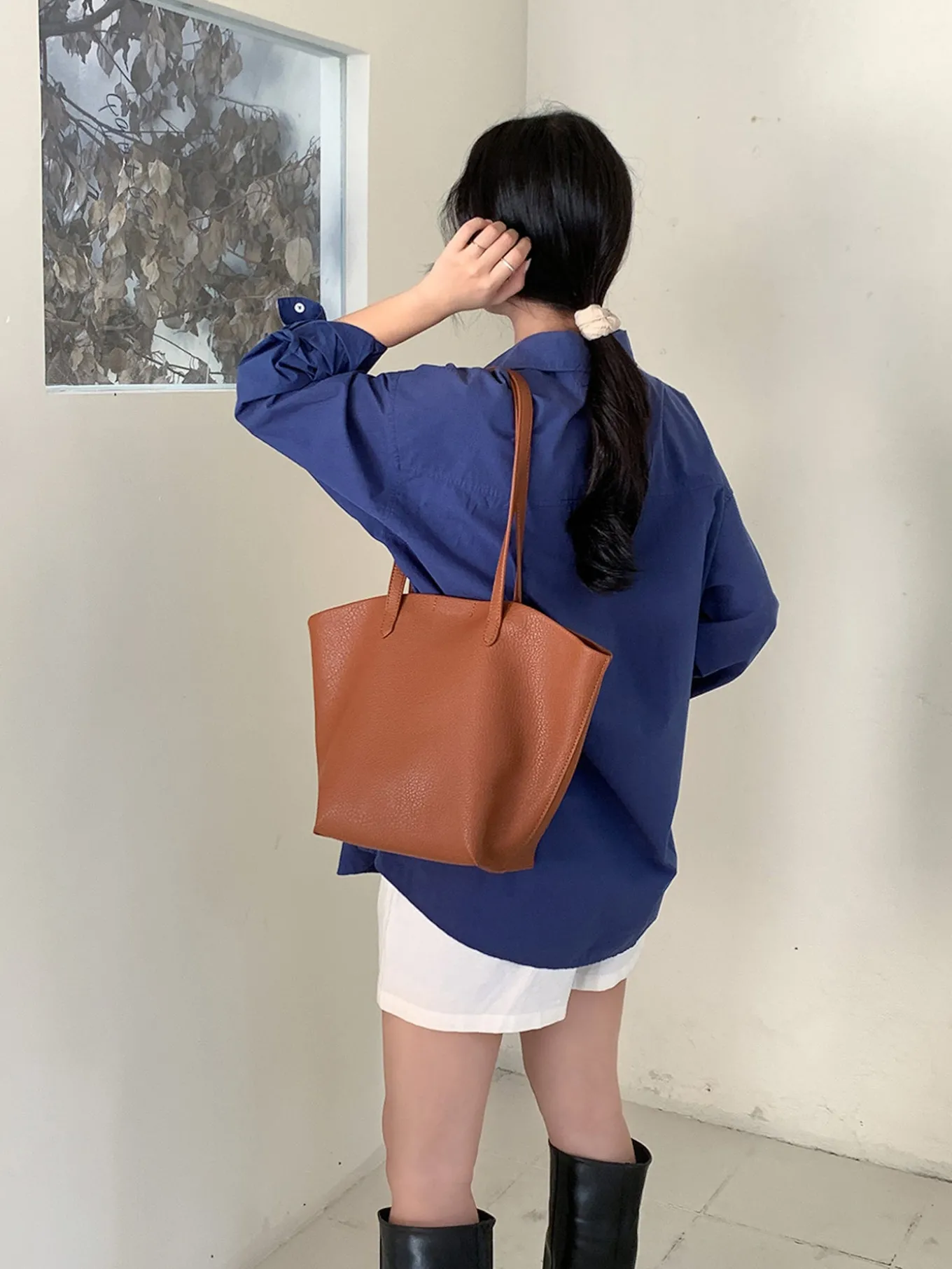 Elena Handbags Large Carryall Tote In Soft Pebbled Leather