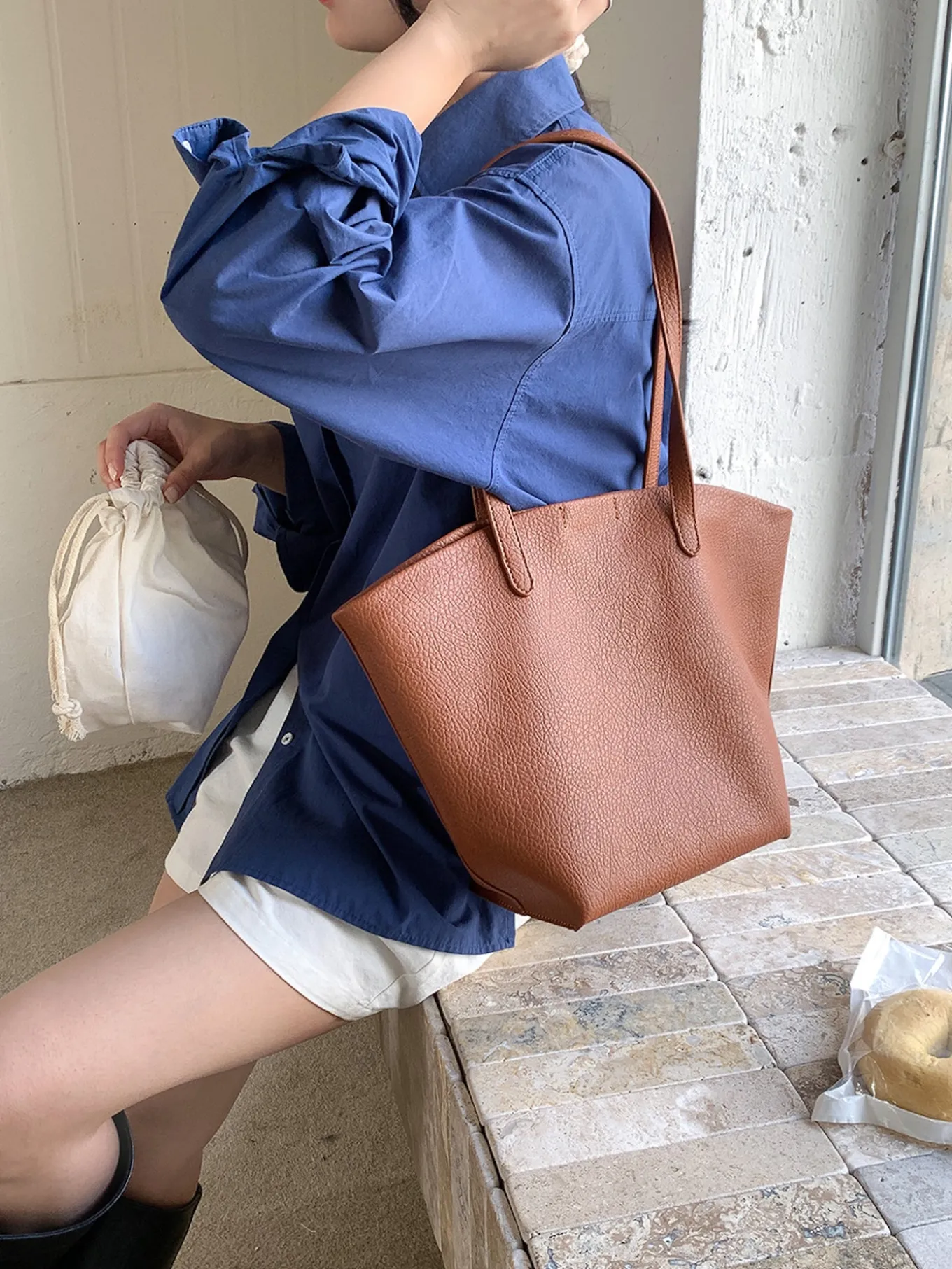 Elena Handbags Large Carryall Tote In Soft Pebbled Leather