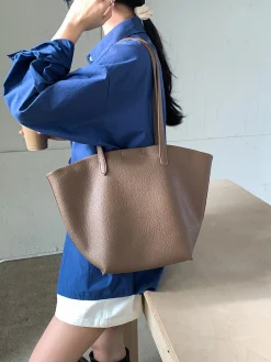 Elena Handbags Large Carryall Tote In Soft Pebbled Leather