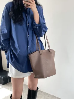Elena Handbags Large Carryall Tote In Soft Pebbled Leather