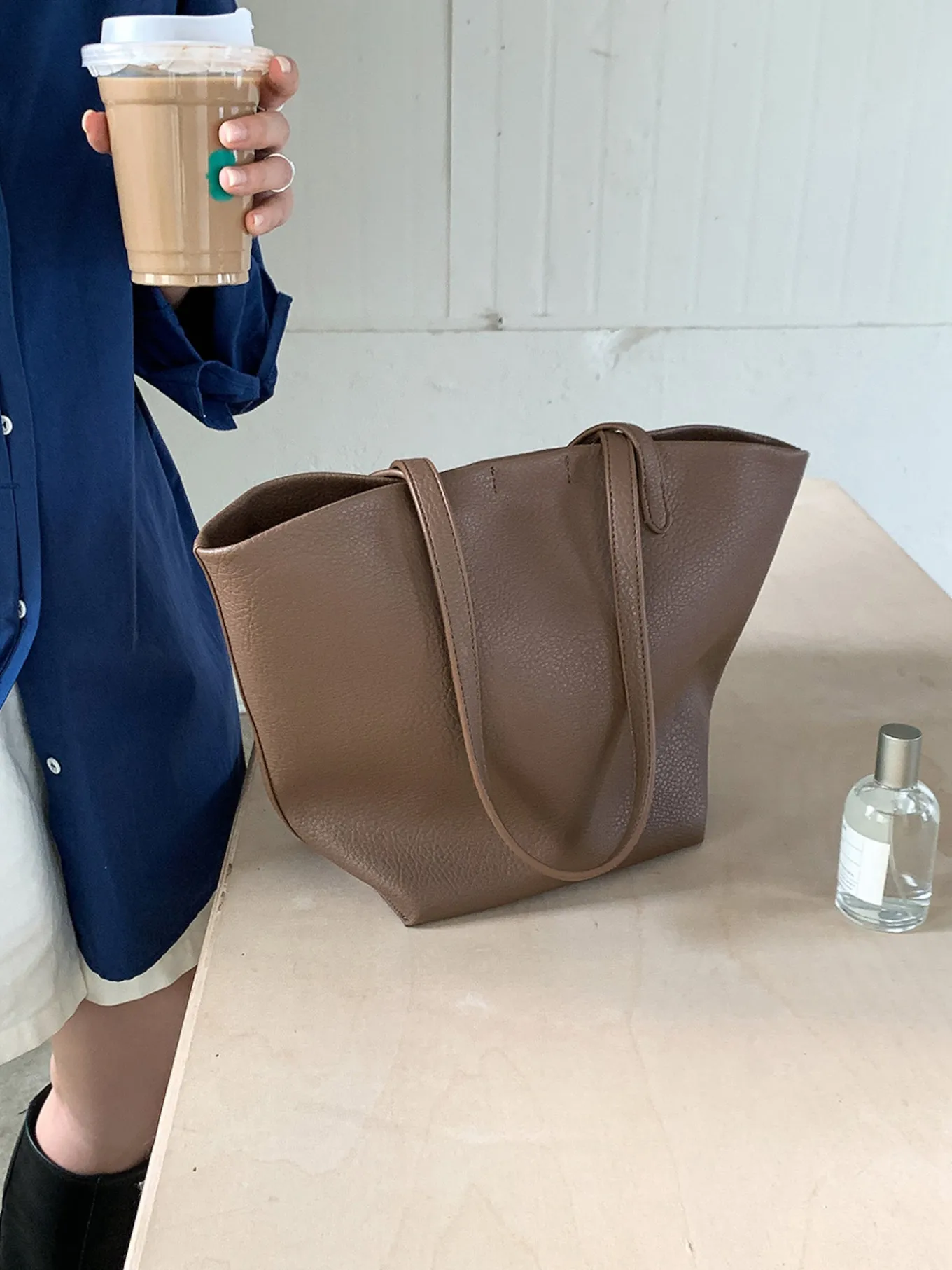 Elena Handbags Large Carryall Tote In Soft Pebbled Leather