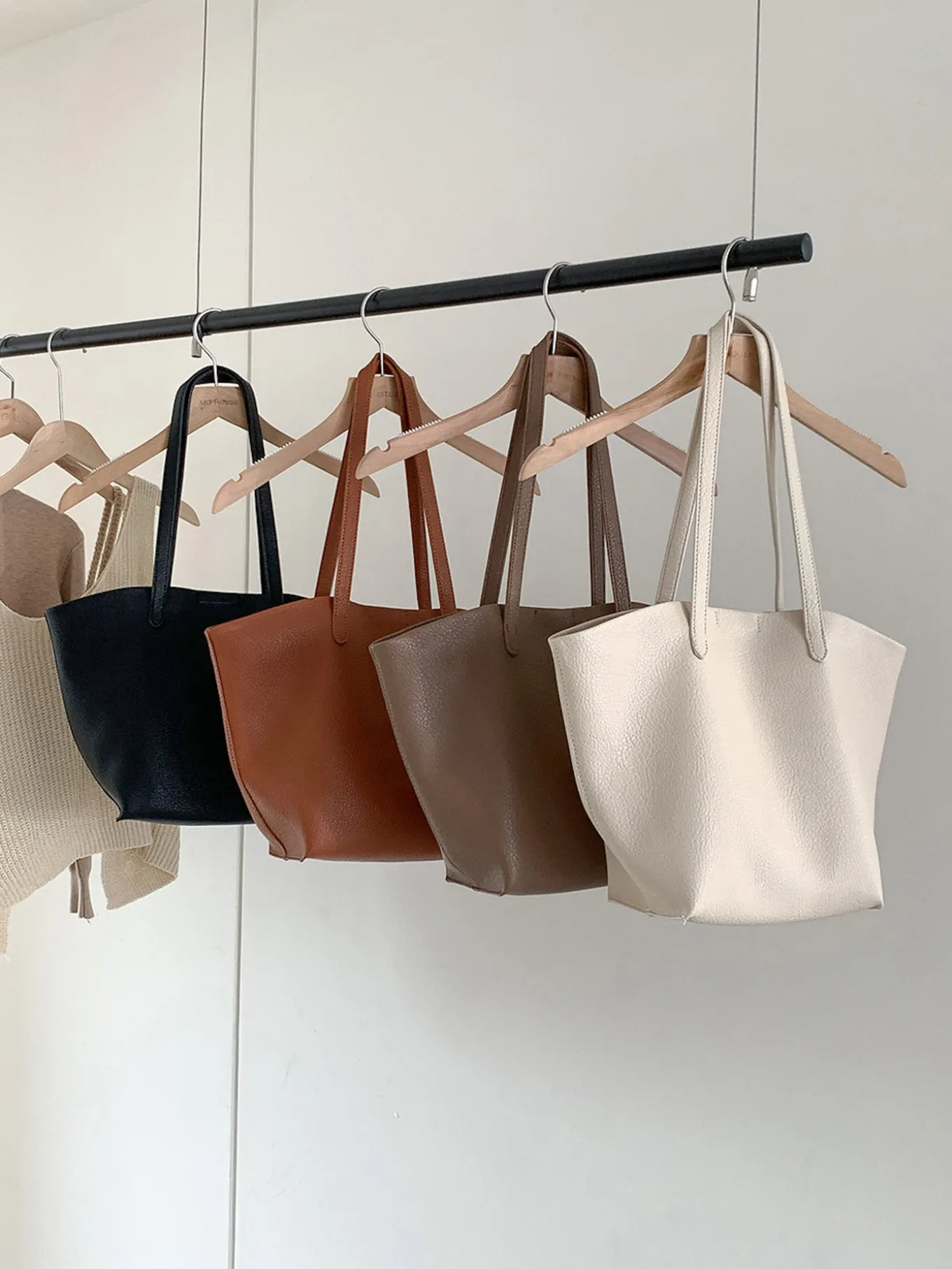 Elena Handbags Large Carryall Tote In Soft Pebbled Leather