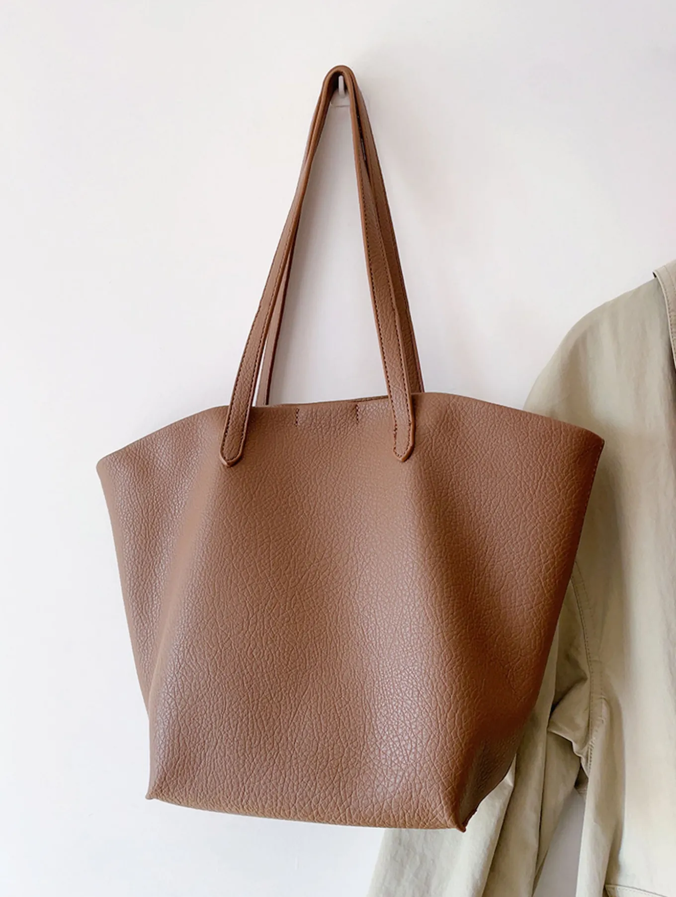 Elena Handbags Large Carryall Tote In Soft Pebbled Leather