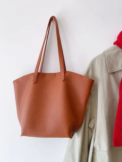 Elena Handbags Large Carryall Tote In Soft Pebbled Leather