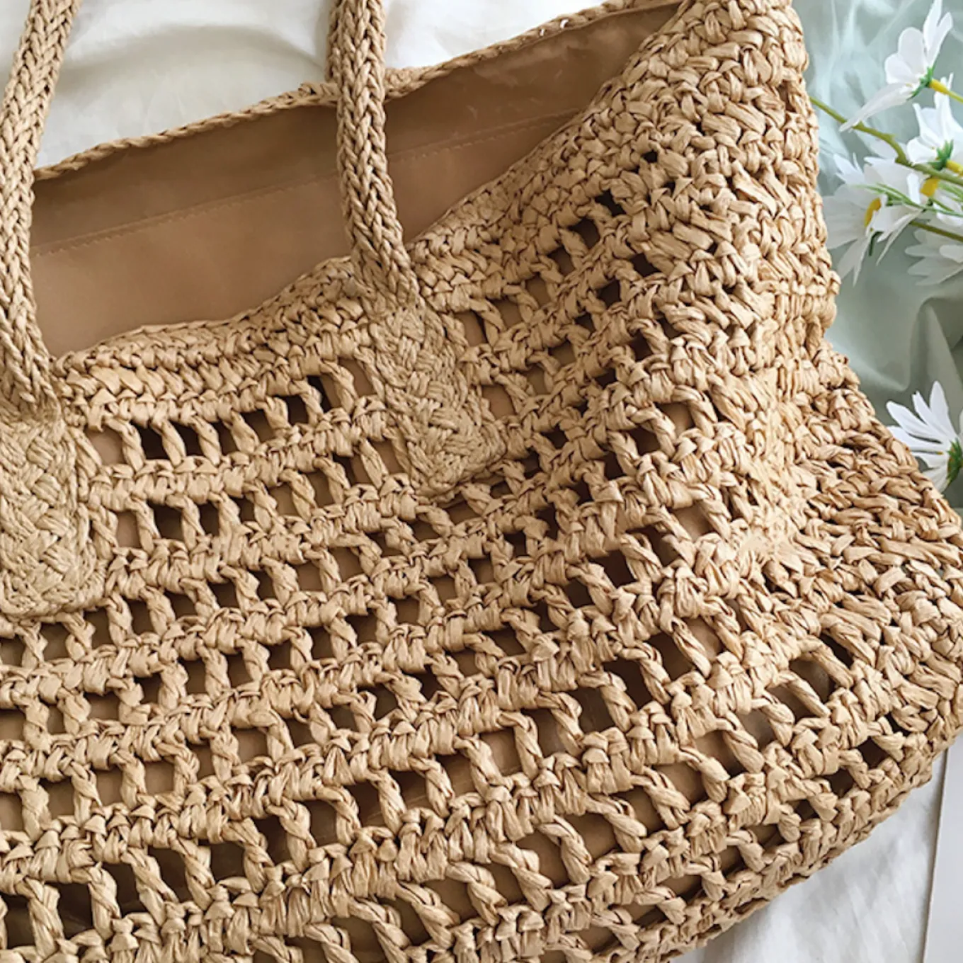 Elena Handbags Large Fashion Straw Woven Tote Bag
