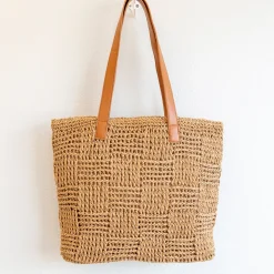Elena Handbags Large Fashion Straw Tote Work Bag
