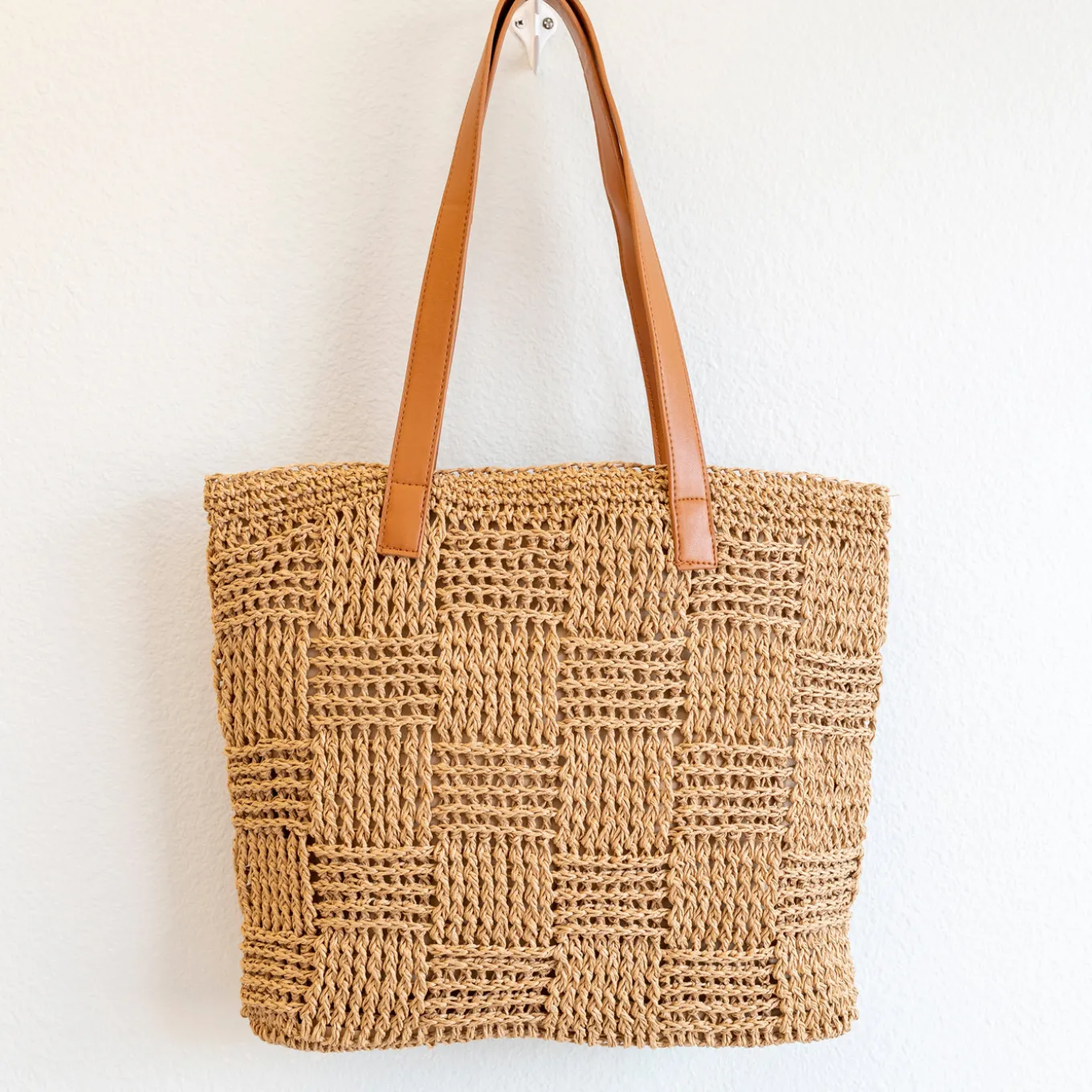 Elena Handbags Large Fashion Straw Tote Work Bag